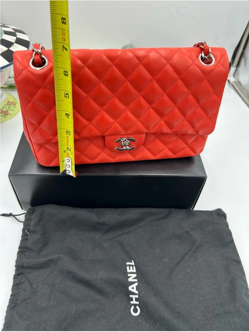 Women’s Chanel MATELASSE lamb, Skin, shoulder bag, ladybug, and strawberry charm